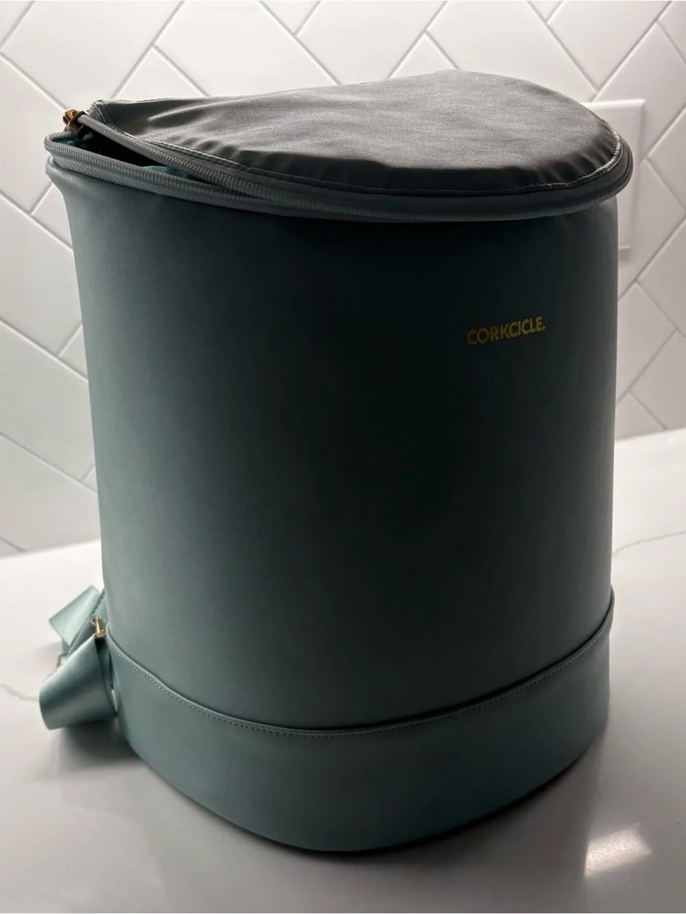 Corkcicle Mint Green Insulated Bottle Carrier with Strap